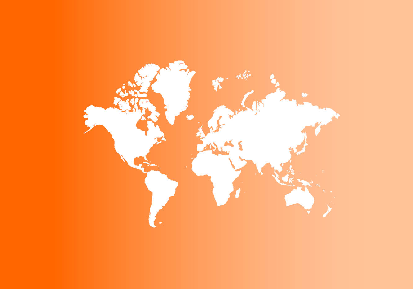 weiße Weltkarte auf orangenem Hintergrund