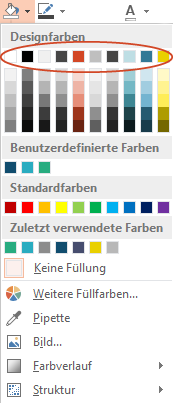 Designfarben in PowerPoint Fenster